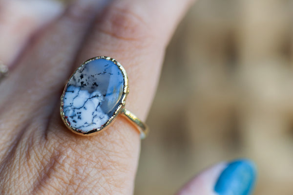 Dendritic Agate Statement Ring