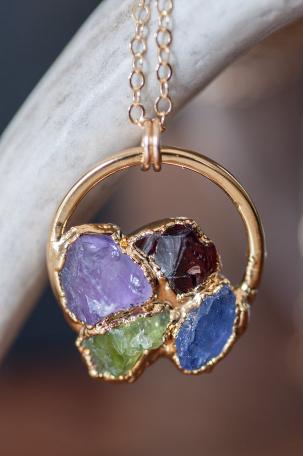 Personalized Birthstone Necklace || Circle Necklace || Mother's Necklace