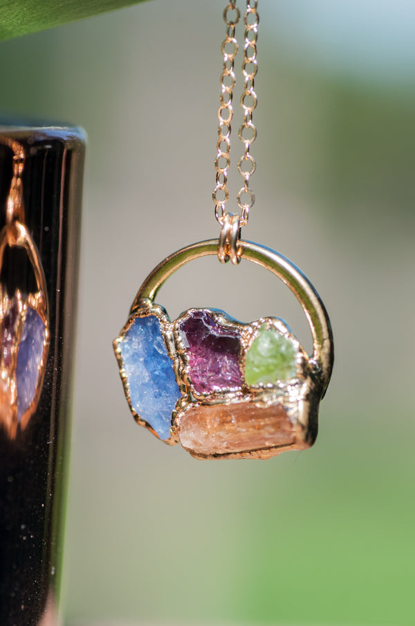 Personalized Birthstone Necklace || Circle Necklace || Mother's Necklace