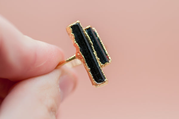 Aligned Ring || Black Tourmaline