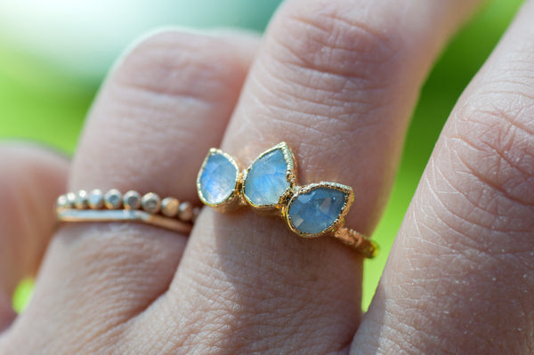 Lotus Flower Ring || Moonstone