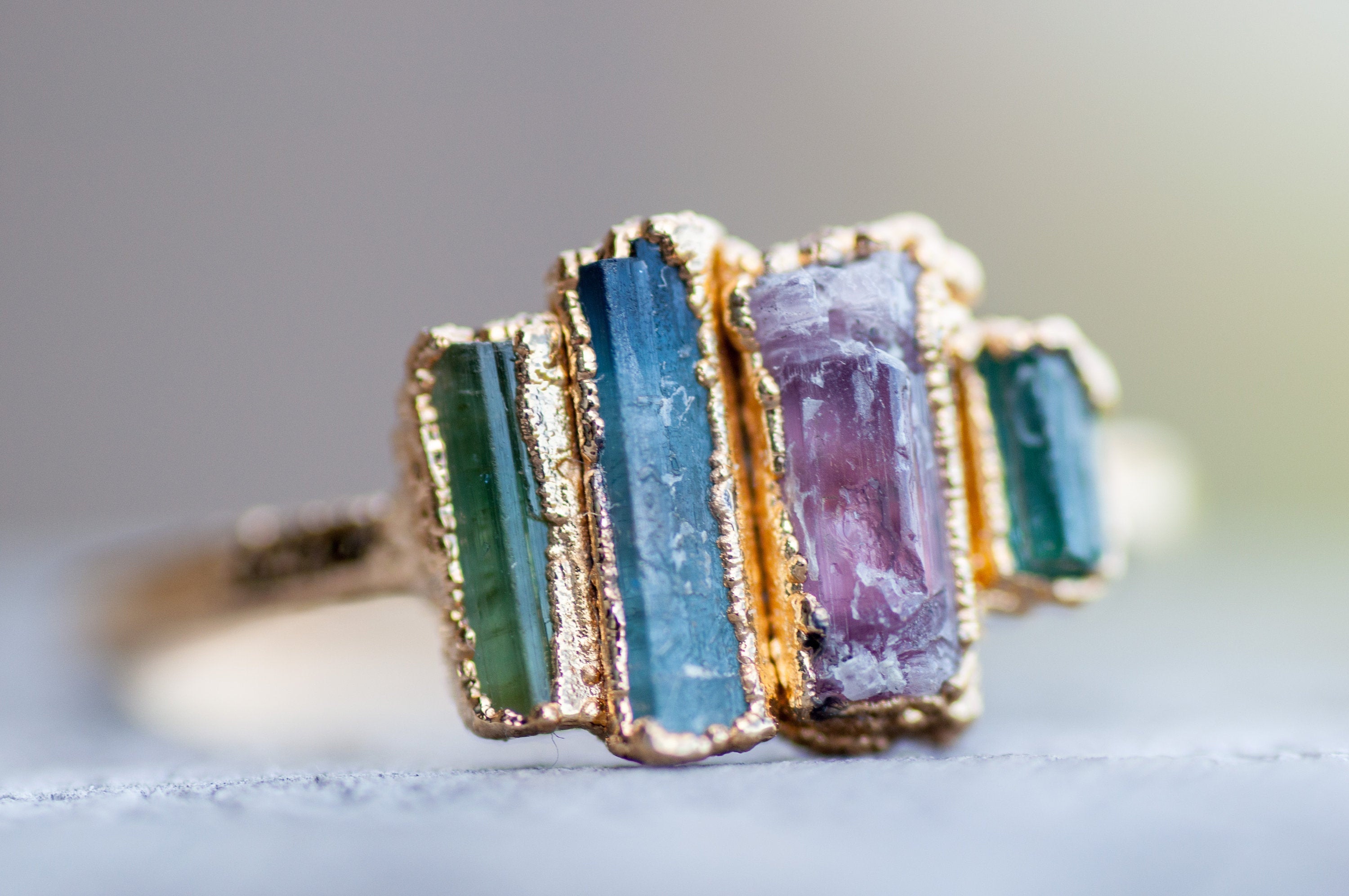 Raw Tourmaline Vertical Ring