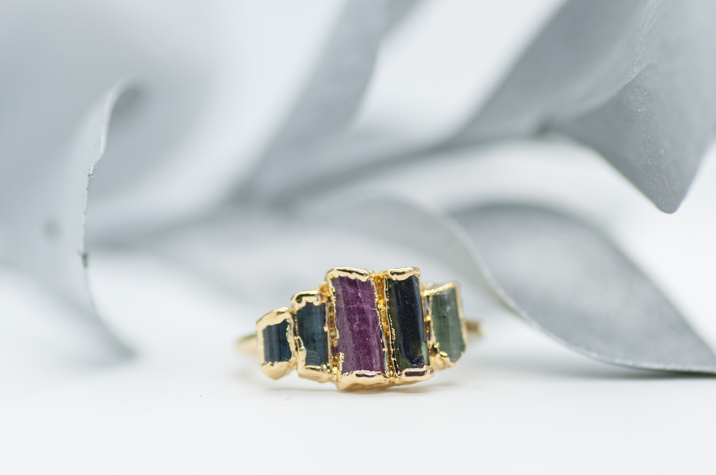 Raw Tourmaline Vertical Ring