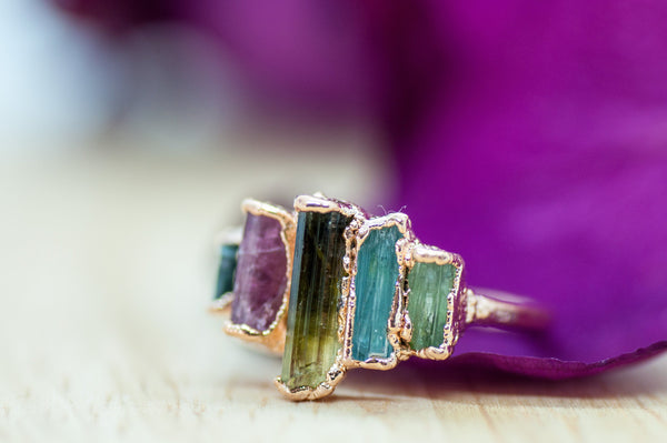 Raw Tourmaline Vertical Ring