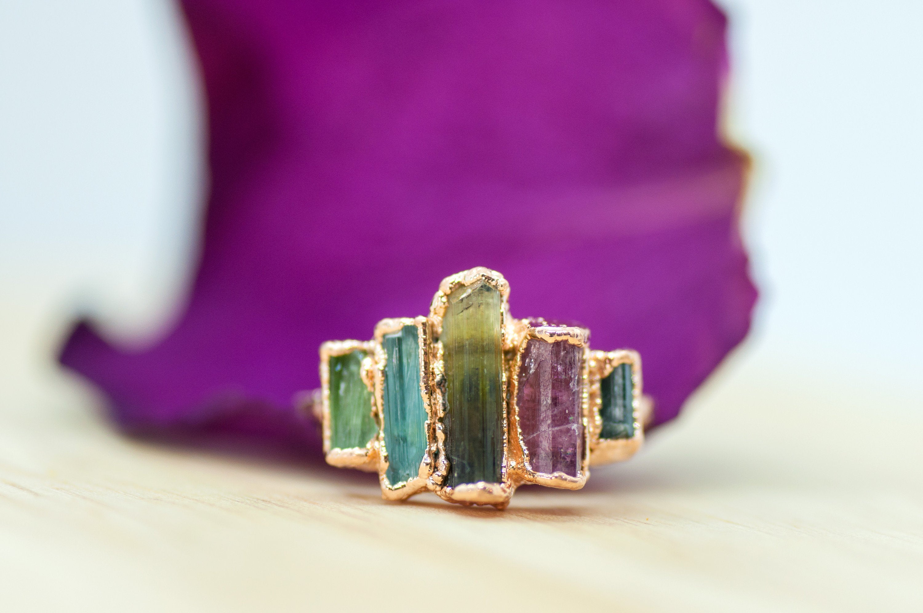 Raw Tourmaline Vertical Ring