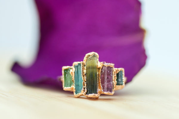 Raw Tourmaline Vertical Ring