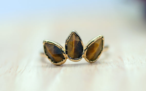 Lotus Flower Ring || Tigers Eye